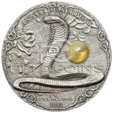 Togo 2013 1500 Francs - Year of the Snake with Amber 2oz