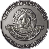 Burundi 2014 5000 Francs The African Baby Five - Baby Leopard Antique finish