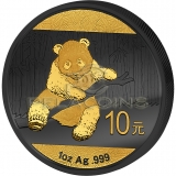 Chiny 2014 10 Yuan Panda Golden Enigma 1oz Ruthenium Goldplated Silver Coin