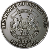 Burkina Faso 2013 5000 Francs Baby Smilodon 4oz - Saber Toothed Tiger - Real eye effect