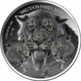 Burkina Faso 2013 10.000 Francs Smilodon Family 1KG - Saber Toothed Tiger - Real eye effect