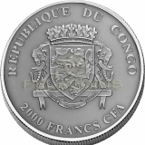 Congo 2015 2000 Francs CFA Natures Eyes Lemur 2oz