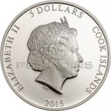 Cook Islands 2015 5$ Magnificent Life 2015 – Peacock 1oz silver