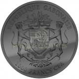 Gabon 2015 1000 Francs African Springbok Golden Enigma 1oz Ruthenium Goldplated Silver Coin