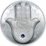 Palau 2016 10$ The Hand of Fatima - Hamsa Amulet Talisman Khamsa Swarovski 2oz