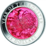 Cook Islands 2017 25$ Mother of Pearl - Lunar Year of the Rooster 5oz / Rok Koguta