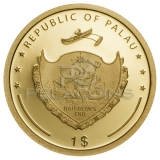 Palau 2017 1$ Four Leaf Clover Gold