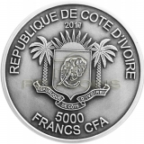 Ivory Coast 2017 5000 Francs Big Five Mauquoy Elephant 5oz