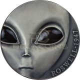 Cameroon 2017 3000 Francs Roswell Incident 70th Anniversary UFO Glow in the dark eyes 3oz