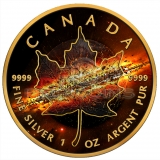Canada 2017 5$ Maple Leaf - Apocalypse II 1oz Black Ruthenium, 24Kt. Gold plated