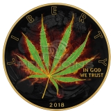 USA 2018 1$ Liberty Eagle - Burning Marijuana Sativa Black Ruthenium and 24kt Gold Plated