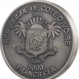 Ivory Coast 2018 5000 Francs Big Five LEOPARD Mauquoy 5oz