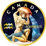 Canada 2018 5$ Maple Leaf Zodiac - Aquarius 1oz gilded