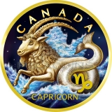 Canada 2018 5$ Maple Leaf Zodiac - Capricorn 1oz gilded