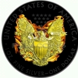 USA 2015 1$ American Eagle Phoenix 1oz Black Ruthenium gilded