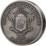 Ivory Coast 2019 5000 Francs Mauquoy RHINO Big Five 5oz