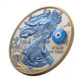USA 2018 1$ Silver Eagle Gemstone Evil Eye 1oz Silver Gilded