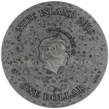 Niue Island 2019 1$ Moon Crater Copernicus NWA 8609 Meteorite 1oz