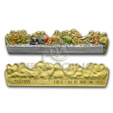  Cook Islands 2018 20$ 3oz Ag + 1/4oz Gold Masterpieces Premium Edition The Last Supper