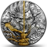 Niue 2020 5$ MONKEY KING VS ERLANG GOD Mythology 13,5oz - 80mm Silver Coin