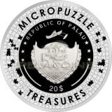 Palau 2021 20$ REVERIE By Mucha Micropuzzle Treasures 3oz