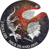 Niue 2021 2$ IMPACT MOMENTS METEORITE Muonionalusta Shaped 2oz