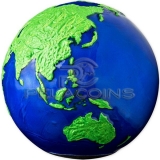Barbados 2022 5$ BLUE MARBLE Green Planet Earth Spherical 3oz